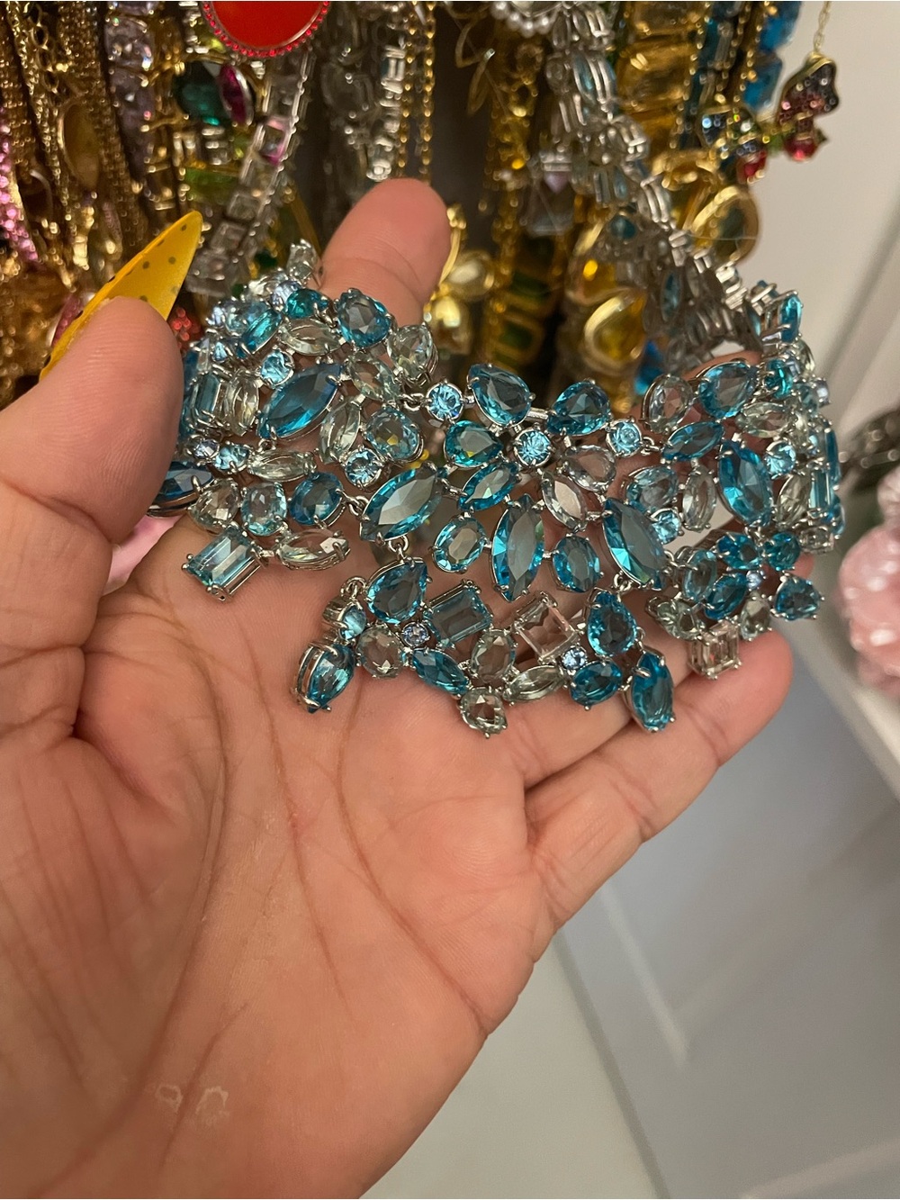 3 Blue Crystal Statement and Collar Necklaces- Women Jewelry